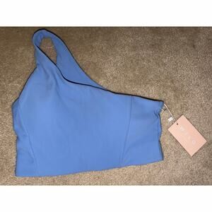 NWT Wilo The Label Ribbed One Shoulder Sports Bra XS Cobalt Blue (Bra Only)